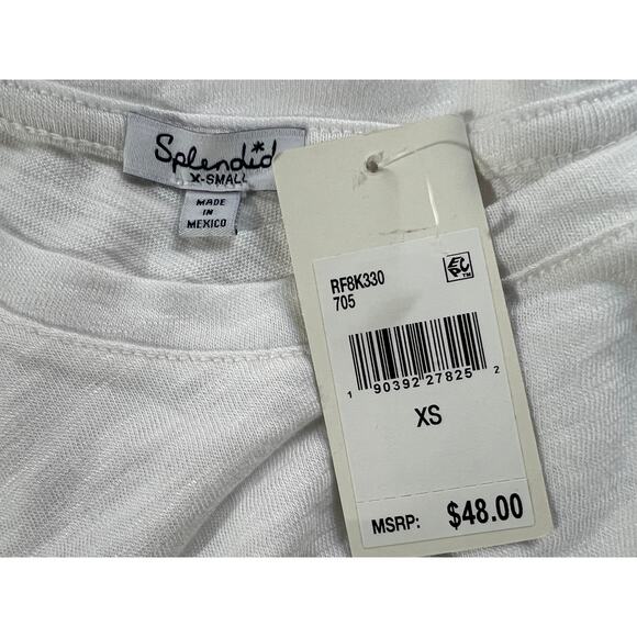 SPLENDID TOP WOMENS XSMALL BASIC CREW NECK SHORT SLEEVE SLUB TEE SHIRT WHITE - Picture 3 of 12